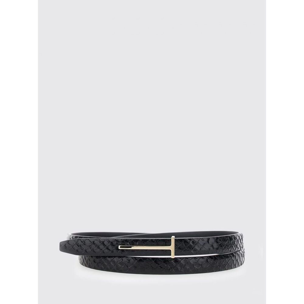 Tom Ford Women Python-Print Calf Leather Belt Tom Ford With Monogram Buckle